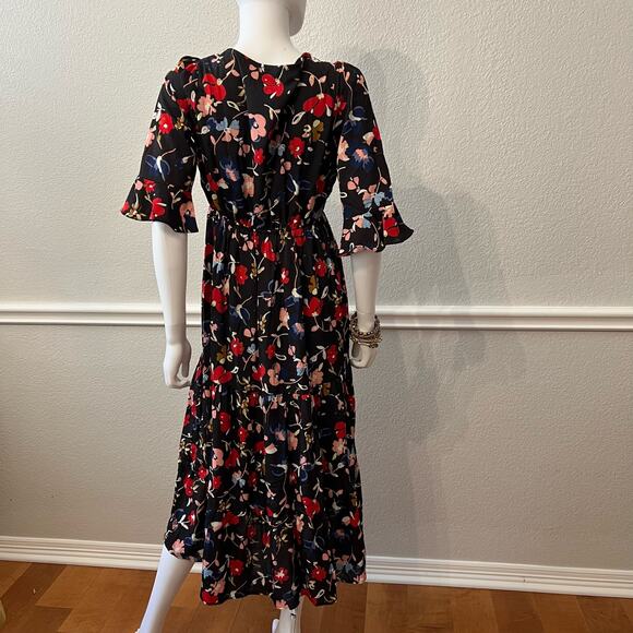 Hayden Boutique Black Floral Trumpet Sleeve Maxi Dress, S NWT - Picture 5 of 6